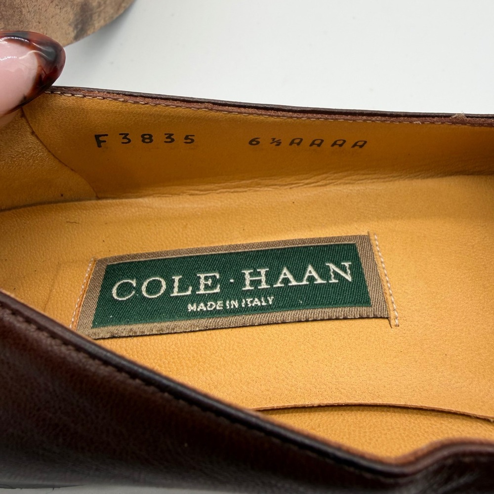 Vintage Cole Haan Italian Leather Loafers Brown Slip On Flats 6.5 AAAA F3835 - Picture 7 of 8
